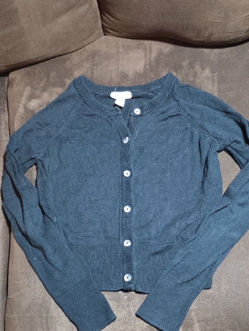 Girls Cat And Jack Black Button-Up Knit Cardigan Sweater Size M8
